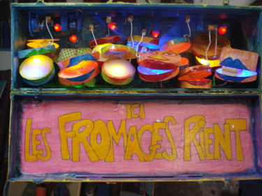 Sculpture titled "Ici les fromages ri…" by Gerrit Gerard Visser, Original Artwork, Mixed Media