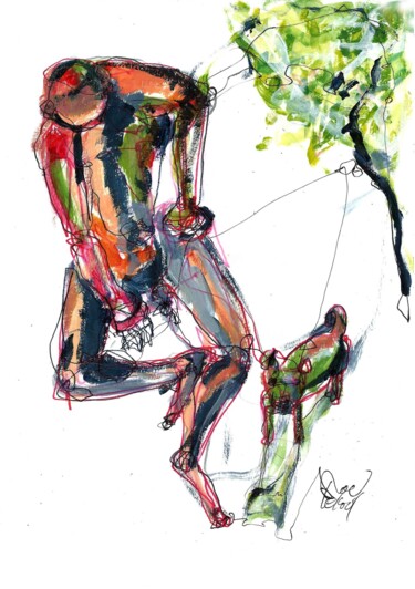 1 - 3 A0UT 2015 " pas tout seul " Dessin intitulée "1 - 3 A0UT 2015 " p…" par Dov Melloul, Œuvre d'art originale, Autre