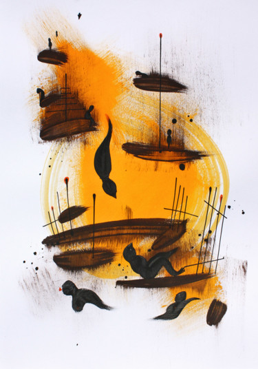 Drawing titled "World VIII" by Pribi, Original Artwork, Ink