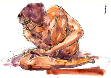Peinture intitulée "A4 août 2015 9" par Christian Rolland, Œuvre d'art originale, Gouache