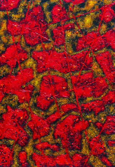 Peinture intitulée "rouge et or.jpg" par Claude Guillemet, Œuvre d'art originale, Huile Monté sur Châssis en bois