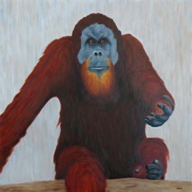 Peinture intitulée "Orang-outan.jpg" par Claude Guillemet, Œuvre d'art originale, Huile Monté sur Châssis en bois