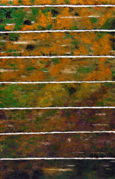 Peinture intitulée "strates multicolore…" par Claude Guillemet, Œuvre d'art originale, Huile Monté sur Châssis en bois
