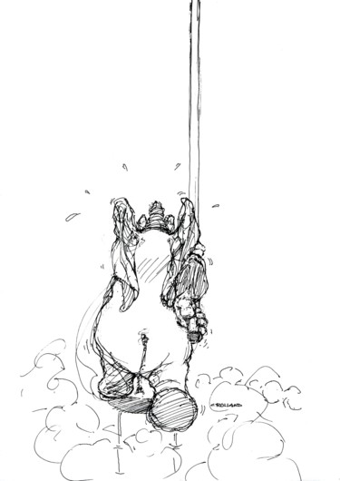 Dessin intitulée "perche 1" par Christian Rolland, Œuvre d'art originale, Autre