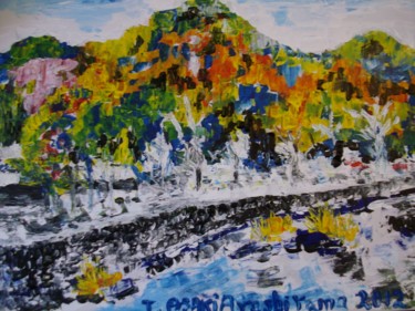 Peinture intitulée "Arashi-Yama (Kyoto )" par Toshio Asaki, Œuvre d'art originale, Huile