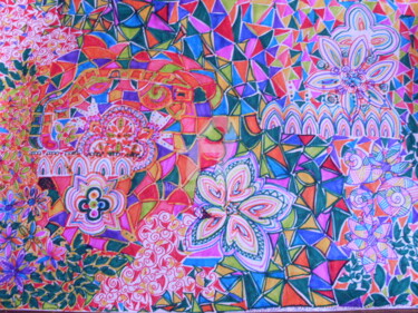 图画 标题为“Flores y colores” 由Valerie Guiot, 原创艺术品, 其他