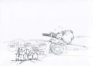 Dessin intitulée "perche 5" par Christian Rolland, Œuvre d'art originale, Autre