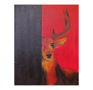 Painting titled "Visitor" by Jo Moore, Original Artwork, Oil