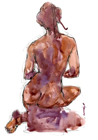 Peinture intitulée "A4 août 2015 11" par Christian Rolland, Œuvre d'art originale, Gouache