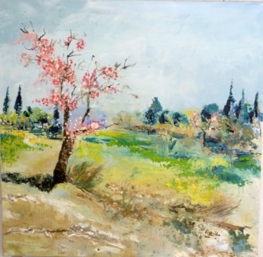 Peinture intitulée "L' arbre au printem…" par Arlette Cotella, Œuvre d'art originale, Huile Monté sur Châssis en bois