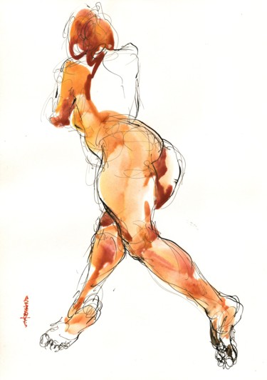 Peinture intitulée "A4 août 2015 13" par Christian Rolland, Œuvre d'art originale, Gouache