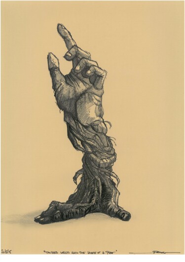 Twisted wrists into the shape of a tree Dessin intitulée "Twisted wrists into…" par Franck Renaud, Œuvre d'art originale, Stylo à bille