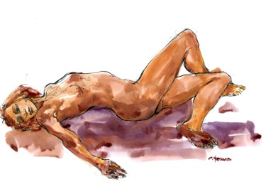 Peinture intitulée "A4 août 2015 15" par Christian Rolland, Œuvre d'art originale, Gouache