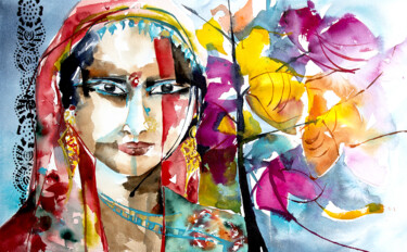 La Gypsy aux moulins à vent Pintura titulada "La Gypsy aux moulin…" por Véronique Piaser-Moyen, Obra de arte original, Acuarela
