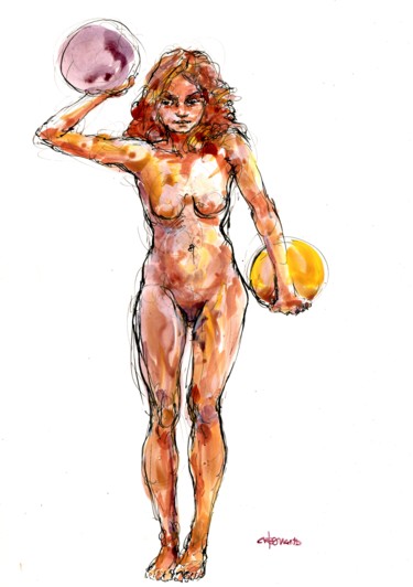 Peinture intitulée "A4 2012 juin 10" par Christian Rolland, Œuvre d'art originale, Gouache