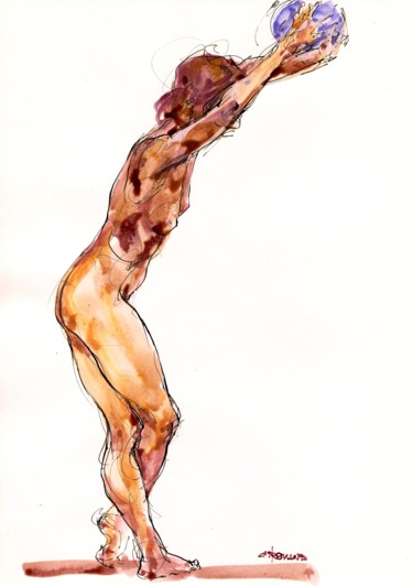 Peinture intitulée "A4 2012 juin 11" par Christian Rolland, Œuvre d'art originale, Gouache