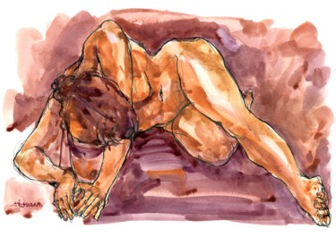 Peinture intitulée "A4 août 2015 18" par Christian Rolland, Œuvre d'art originale, Gouache