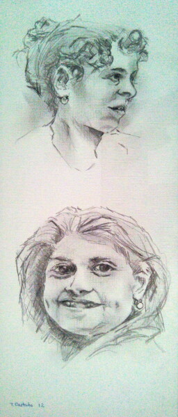 Dibujo titulada "Las gitanillas" por Tomás Castaño, Obra de arte original, Grafito