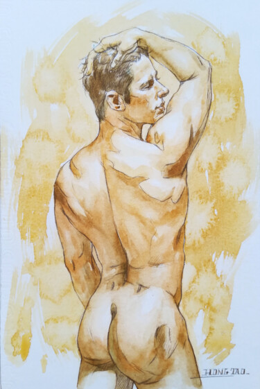 Pintura intitulada "watercolor painting…" por Hongtao Huang, Obras de arte originais, Aquarela