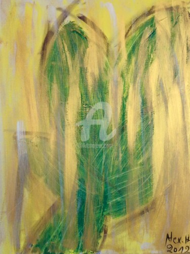 Painting titled "Green Blossom" by Alexandra Heumber Perry, Original Artwork