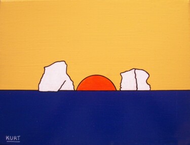 Tableau naif Les 2 jumeaux Hendaye Peinture intitulée "Tableau naif Les 2…" par Didier Dordeins, Œuvre d'art originale, Acrylique Monté sur Châssis en bois
