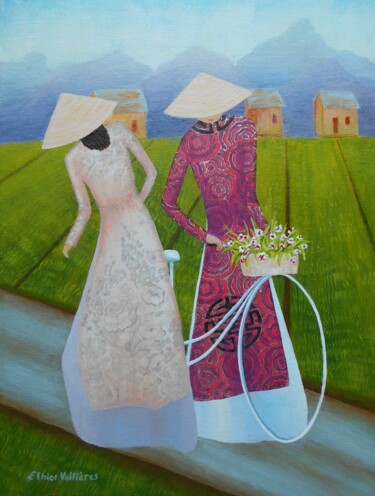 Peinture intitulée "Chemin des rencontr…" par Nicole Ethier-Vallières, Œuvre d'art originale, Acrylique