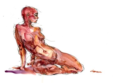Peinture intitulée "A4 août 2015 28" par Christian Rolland, Œuvre d'art originale, Gouache