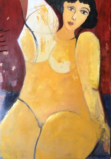 Peinture intitulée "FEMME ASSISE" par Sylvie Hébrard, Œuvre d'art originale, Huile