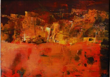 Painting titled "En Afrique" by Domie, Original Artwork, Oil