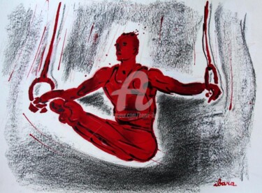 gymnastique-les-anneaux-dessin-d-ibara-a-l-encre-rouge-sanguine-et-crayon-sur-papier-aquarelle-300gr-format-30cm-sur-42cm.jpg 图画 标题为“gymnastique-les-ann…” 由Henri Ibara, 原创艺术品, 墨