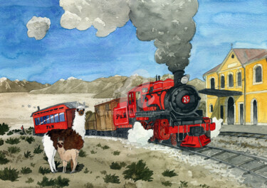 Peinture intitulée "Altiplano.jpg" par Julien Cachemaille, Œuvre d'art originale, Aquarelle