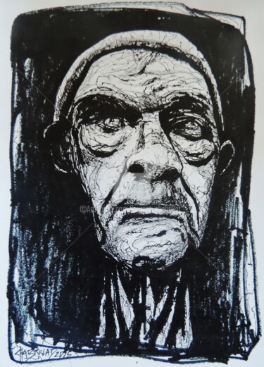 Dessin intitulée "dureté du temps 2" par Laurent Chabrillat, Œuvre d'art originale, Stylo à bille