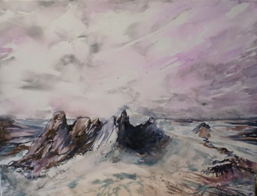 Peinture intitulée "Rochers à Ouessant" par Pierre Feyeux, Œuvre d'art originale