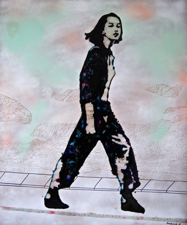 印花与版画 标题为“Tracks #3” 由Sandrine M-, 原创艺术品, 版刻