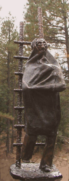 "CHACO: LAST SPEAKER OF THE LANGUAGE", Bronze, unique, 1/1 Skulptur mit dem Titel ""CHACO: LAST SPEAKE…" von Jan And Jo Moore, Original-Kunstwerk, Metalle
