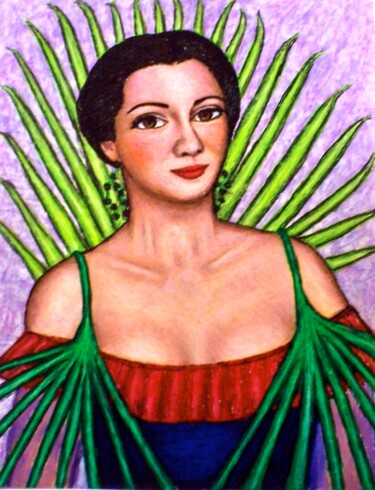 Painting titled "Palmetto Girl" by Stephen Warde Anderson, Original Artwork, Acrylic Mounted on Other rigid panel