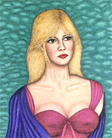 Pintura titulada "Brigitte Bardot" por Stephen Warde Anderson, Obra de arte original, Gouache Montado en Panel de madera