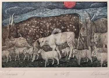 Moving II Printmaking titled "Moving II" by Leonid Stroganov, Original Artwork, Etching