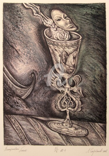 Venetian winecup Printmaking titled "Venetian winecup" by Leonid Stroganov, Original Artwork, Etching