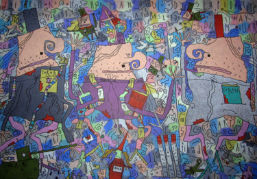Peinture intitulée "Les trois piliers d…" par Robert Gaillot, Œuvre d'art originale
