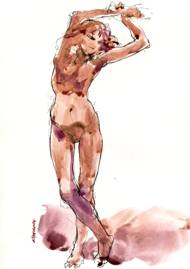 Peinture intitulée "A4 2015 sept 16" par Christian Rolland, Œuvre d'art originale, Gouache