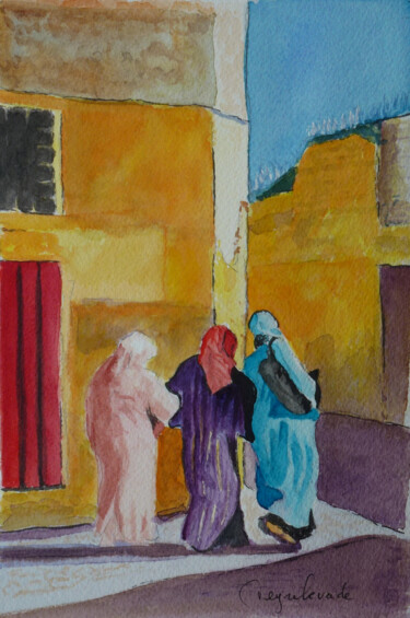 Etude à l'aquarelle; femmes-marocaines