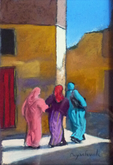 Etude au pastel: femmes dans la médina