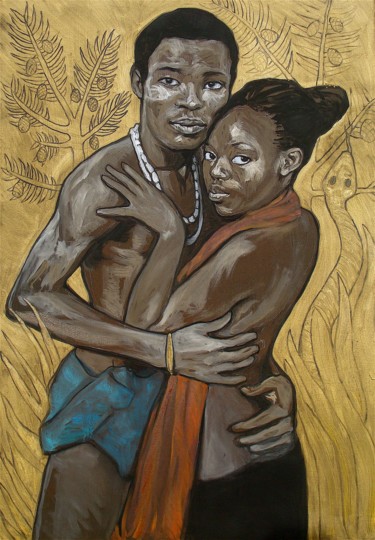 제목이 "Adam et Eve"인 미술작품 Etzi로, 원작, 기름