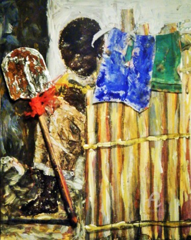 Collages titled "La Pelle " Les Enfa…" by Fatiha Abellache, Original Artwork, Paper Mounted on Cardboard