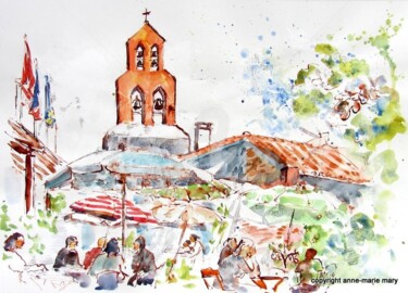Peinture intitulée ""A Clermont Le Fort"" par Anne-Marie Mary, Œuvre d'art originale, Aquarelle