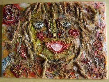 Peinture et Marqueterie abstraite technique mixte! ! ! Compositions et créations ,collage sur toile Peinture intitulée "Peinture et Marquet…" par Nikolina Bellanger, Œuvre d'art originale