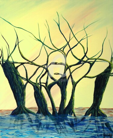 Peinture intitulée "Sortant de l'eau" par Gaïdg, Œuvre d'art originale, Acrylique Monté sur Châssis en bois