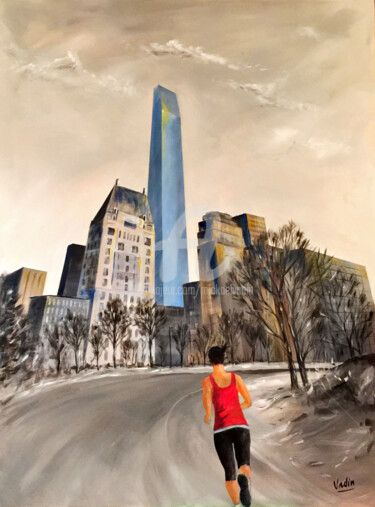Pintura intitulada "New York / Central…" por Mickael Vadin, Obras de arte originais, Acrílico