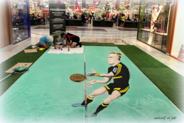 anamorphose réalisé en public samos17 et jité Dessin intitulée "anamorphose réalisé…" par Samos17 Portraitiste, Œuvre d'art originale, Craie
